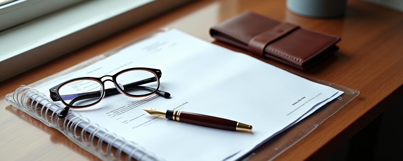 Professionelt skrivebord med juridiske dokumenter